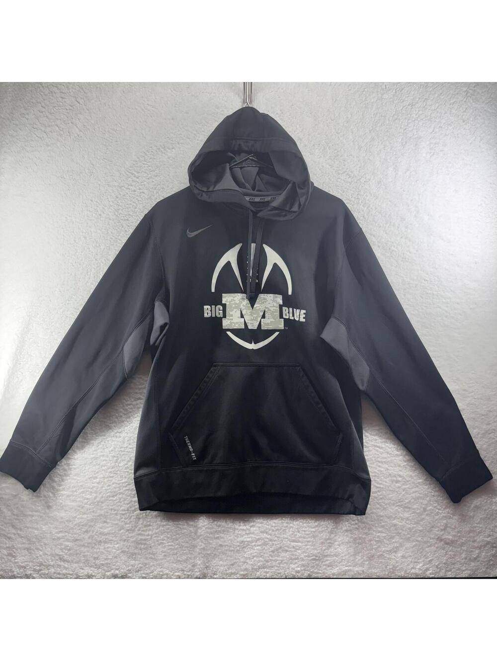 Nike Michigan Wolverines Big Blue Hoodie Digital Camo Mens Large Therma-Fit